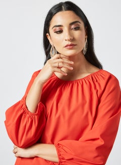 RAHA Boat Neck Long Sleeves Modest Top Red  - Image 4