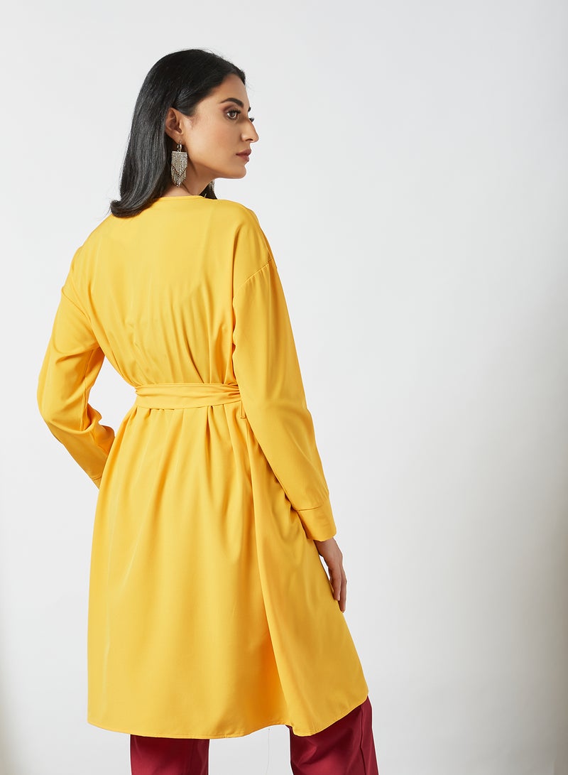 Self-Tie Long Sleeves Modest Tunic Yellow - v1631713882/N46534917V_3