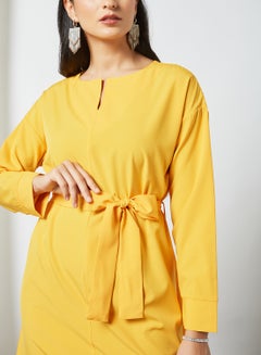 RAHA Self-Tie Long Sleeves Modest Tunic Yellow  - Image 4