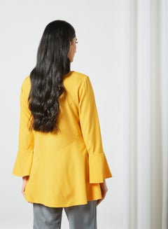 RAHA Round Neck Bell Sleeves  Modest Tunic Yellow  - Image 3