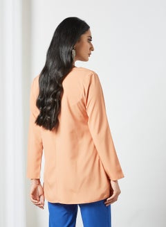 RAHA Round Neck Long Sleeves With Side Pockets Modest Top Orange  - Image 3
