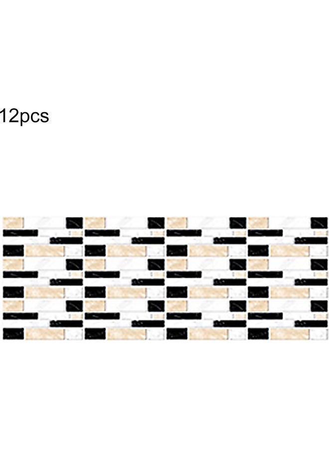 طقم ملصقات بلاط ذاتية اللصق من 12 ملصق متعدد الألوان 10 x 20 x 3سم - Image 1
