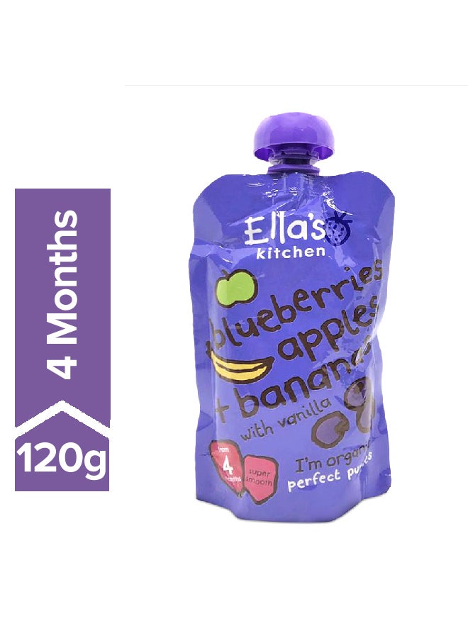 Ella’s kitchen Blueberries Apples Plus Bananas With Vanilla Baby Food, 4+ Months 120grams - Image 1