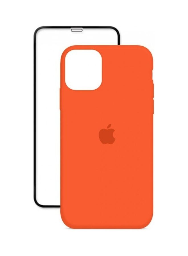 MARGOUN 2-Pack Silicone Cover Case and Screen Protector for Apple iPhone 12 Orange/Clear - Image 4