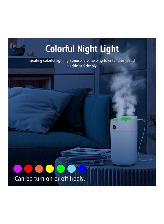 Generic - 3L Large Capacity Cool Mist Air Humidifier Vaporizer with Real-Time Moisture Display Screen Colourful Night Light White - Image 1