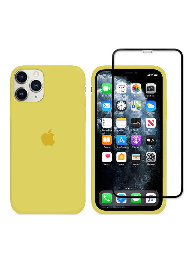MARGOUN 2-Pack Silicone Cover Case and Screen Protector for Apple iPhone 12 Pro Yellow/Clear - Image 1
