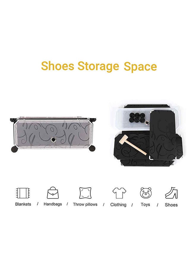 5-Tier Shoe Rack Wardrobe With Cover Black/White 89x46x35.50inch  - Image 5