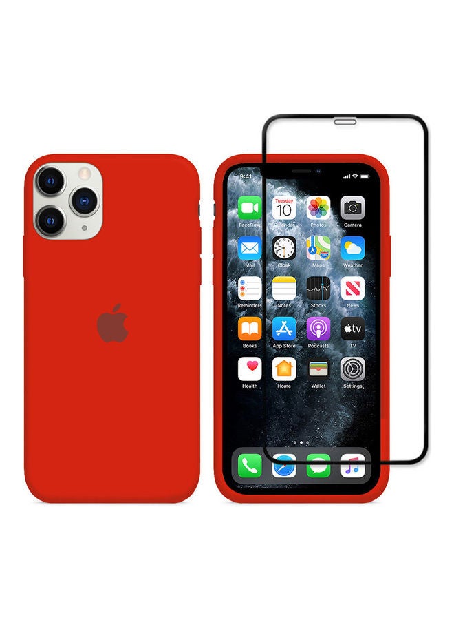 MARGOUN - 2-Pack Silicone Cover Case and Screen Protector for Apple iPhone 12 Pro Max Red/Clear - Image 1