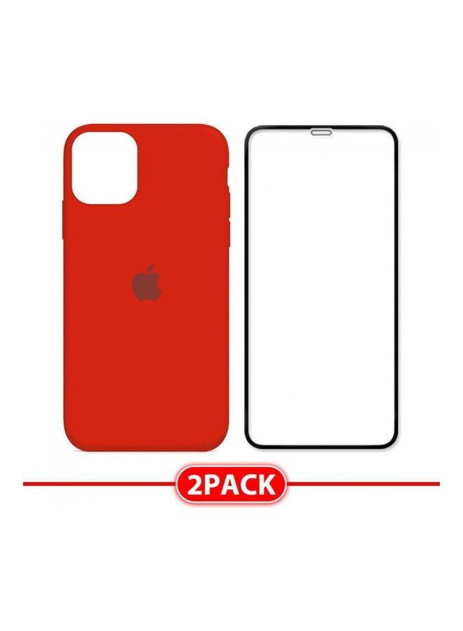MARGOUN - 2-Pack Silicone Cover Case and Screen Protector for Apple iPhone 12 Pro Max Red/Clear - Image 1