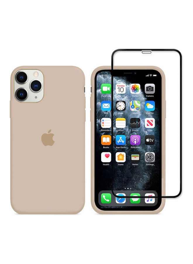 MARGOUN - 2-Pack Silicone Cover Case and Screen Protector for Apple iPhone 12 Pro Max Pink Sand/Clear - Image 1