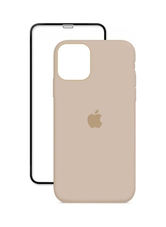 MARGOUN - 2-Pack Silicone Cover Case and Screen Protector for Apple iPhone 12 Pro Max Pink Sand/Clear - Image 1