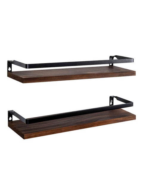 2-Piece Wall Mounted Floating Shelves Brown 44.00x11.00x17.00cm