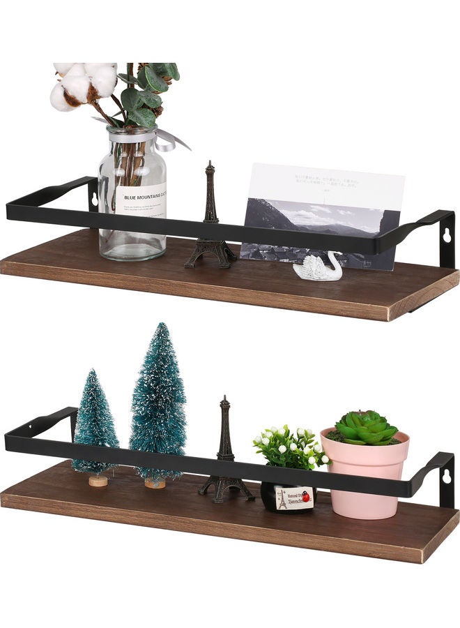 2-Piece Wall Mounted Floating Shelves Brown 44.00x11.00x17.00cm