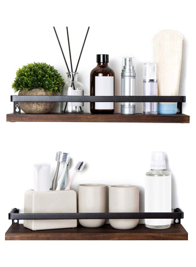 2-Piece Wall Mounted Floating Shelves Brown 44.00x11.00x17.00cm