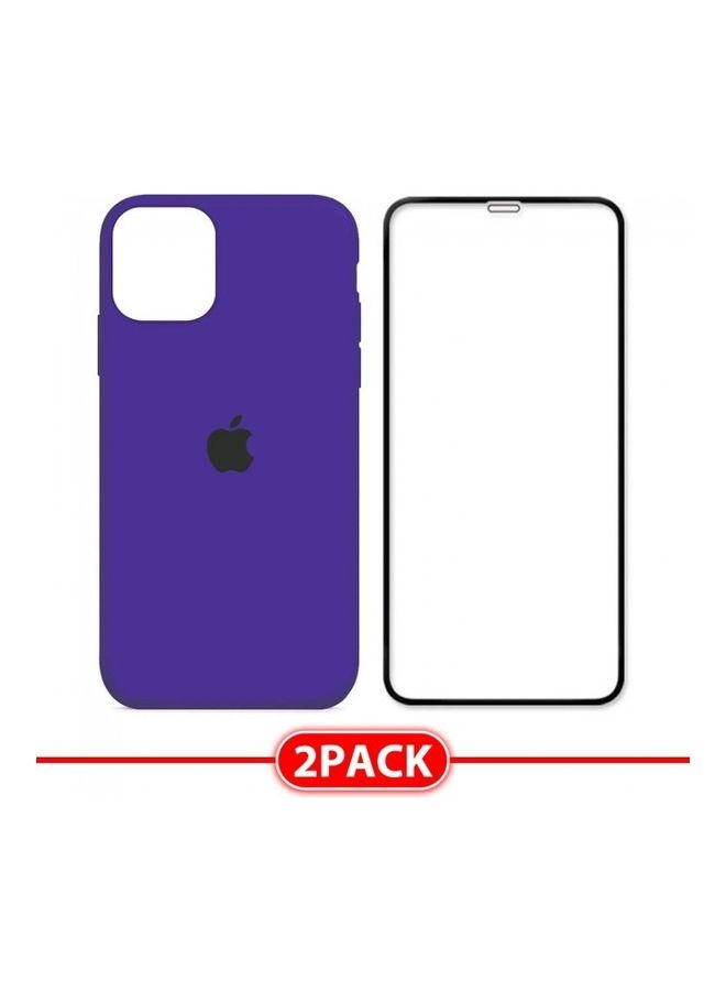 مارجون لاصقة حماية للشاشة غطاء حماية من السيليكون لهاتف آبل آيفون 12 ميني مجموعة من قطعتين أرجواني/ شفاف - Image 2