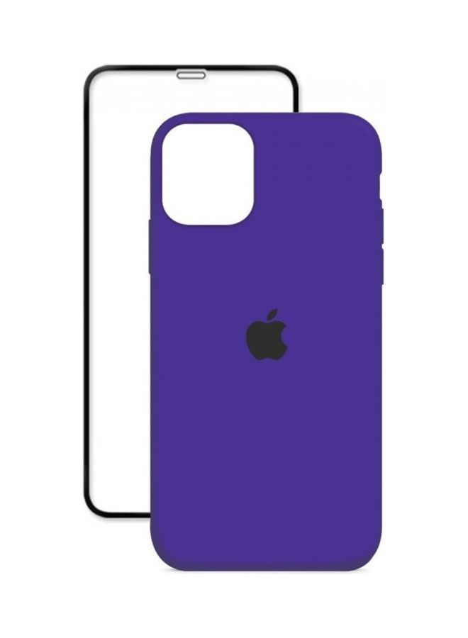 مارجون لاصقة حماية للشاشة غطاء حماية من السيليكون لهاتف آبل آيفون 12 ميني مجموعة من قطعتين أرجواني/ شفاف - Image 4