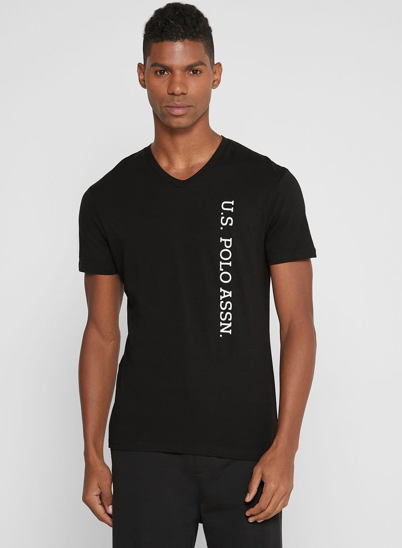 U.S. Polo Assn. - Logo V Neck T-Shirt Black - Image 1