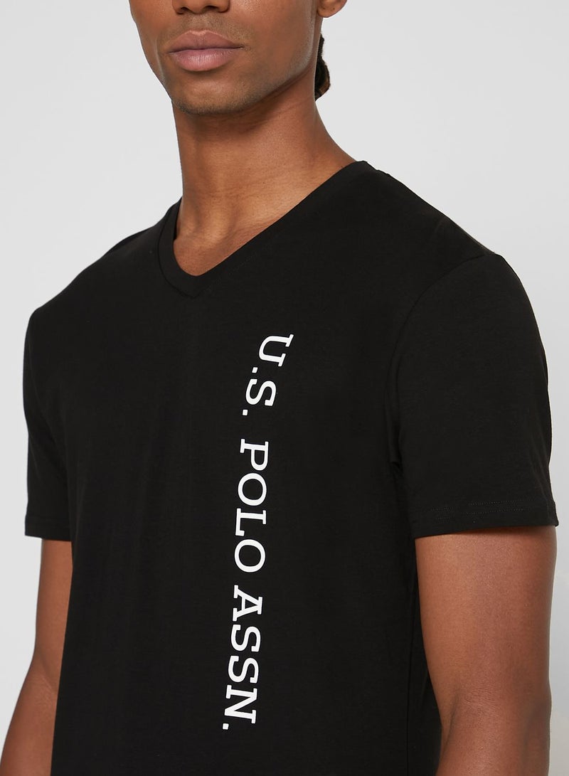 U.S. Polo Assn. - Logo V Neck T-Shirt Black - Image 1
