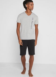 U.S. Polo Assn. Logo V Neck T-Shirt Grey  - Image 4