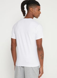 Logo V Neck T-Shirt White - v1631727429/N50882750V_2