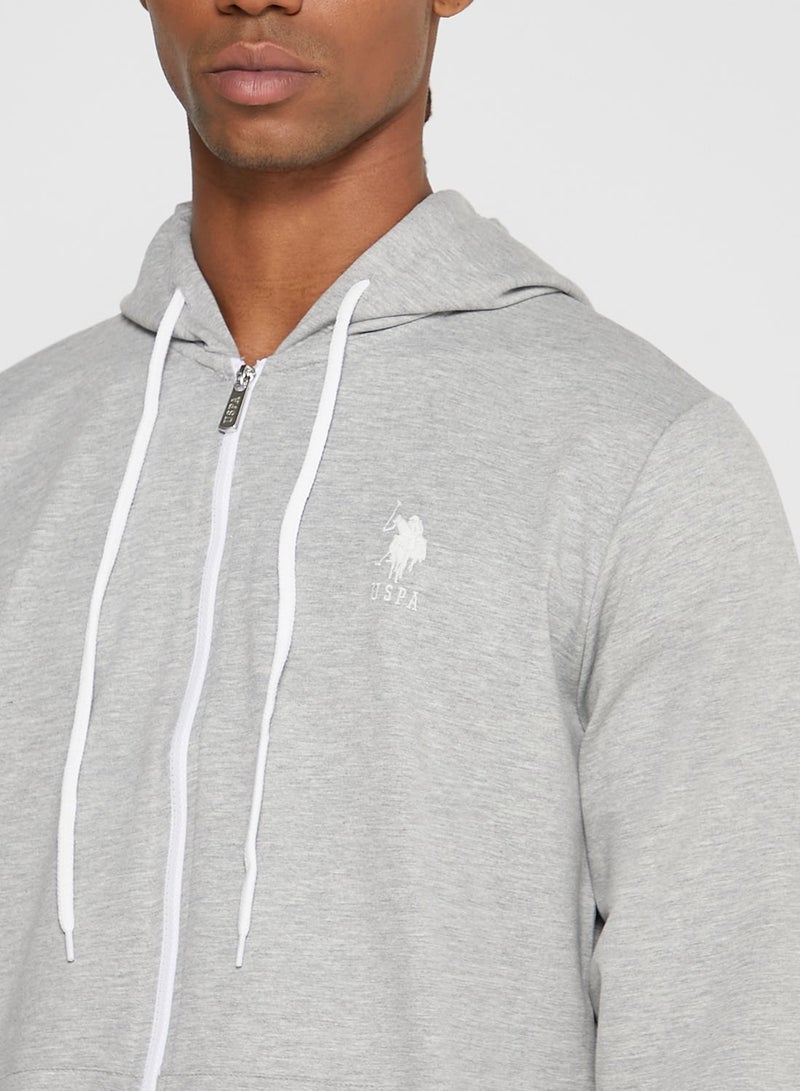U.S. Polo Assn. - Basic Casual Logo Hoodie Grey - Image 1