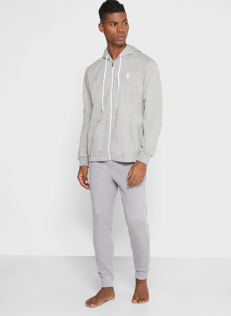 U.S. Polo Assn. - Basic Casual Logo Hoodie Grey - Image 1