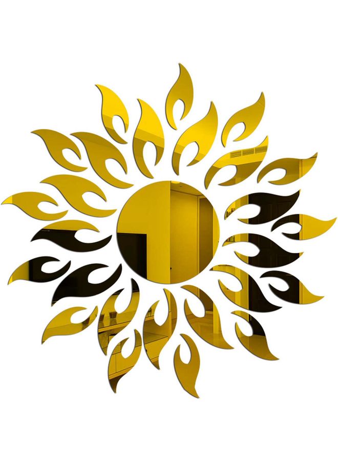 Wall Sticker Sunflower Shape Home Decor Acrylic Decorating 3D Mirror Background Ornaments for Living Room Golden 50 x 50cm - Image 1