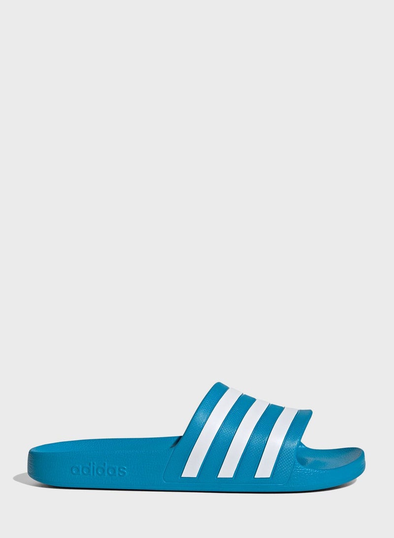 Adidas Adilette Striped Slides Blue/White  - Image 4