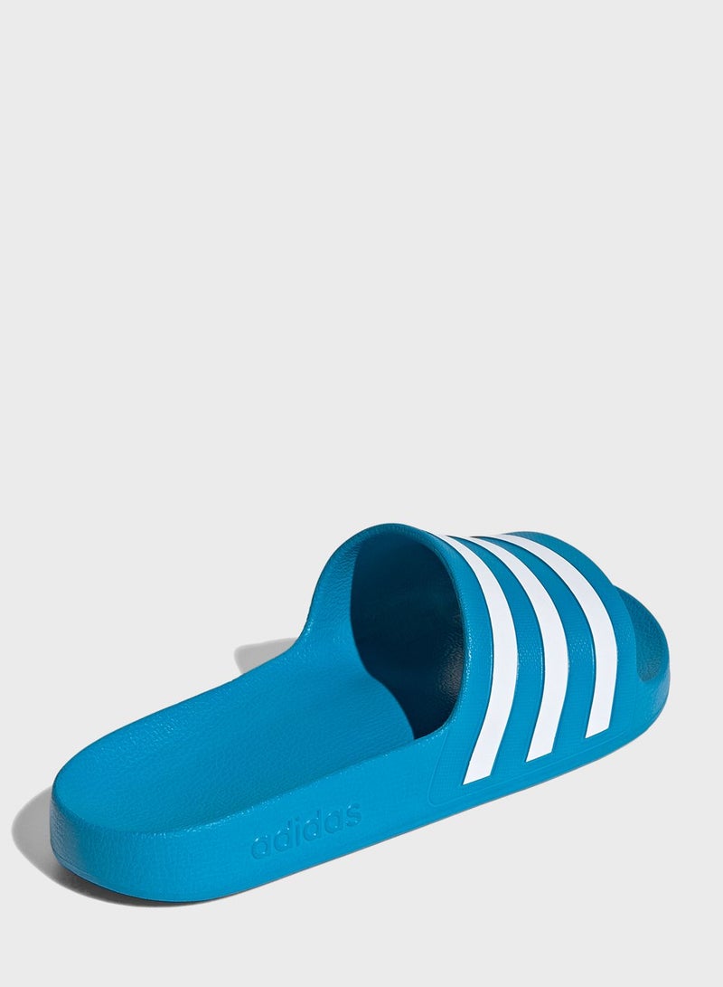 Adidas Adilette Striped Slides Blue/White  - Image 2