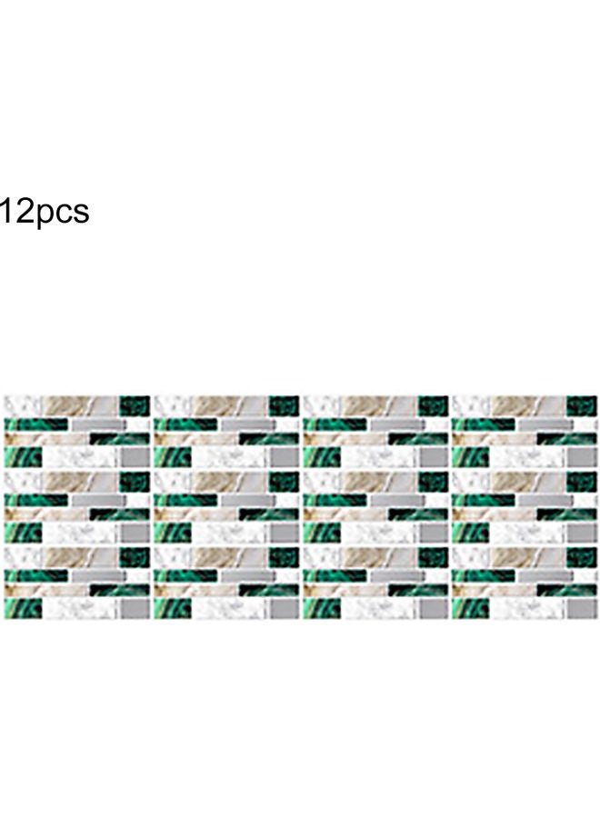 طقم ملصقات بلاط ذاتية اللصق من 12 ملصق متعدد الألوان 10 x 20 x 3سم - Image 1