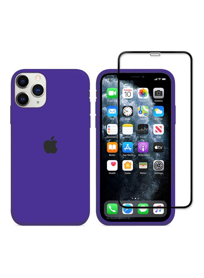 MARGOUN - 2-Pack Silicone Cover Case and Screen Protector for Apple iPhone 12 Pro Max Purple/Clear - Image 1