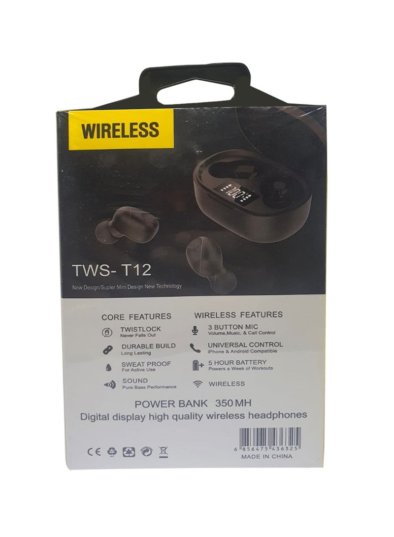 Generic - TWS-12 In-Ear Wireless Headphones Black - Image 1