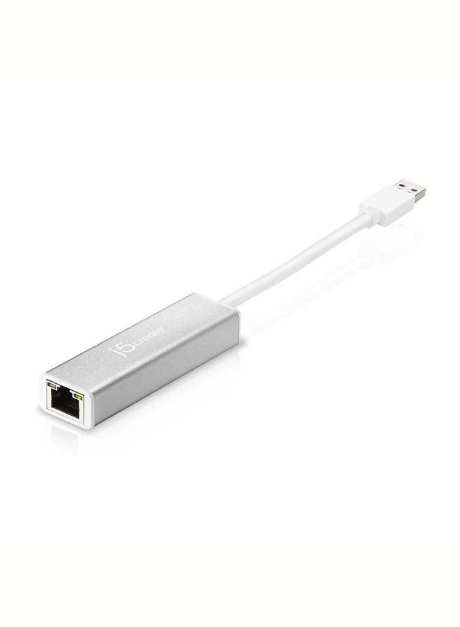 J5 Create - JUE130 USB 3.0 to 10/100/1000 G Ethernet Adapter Silver - Image 1