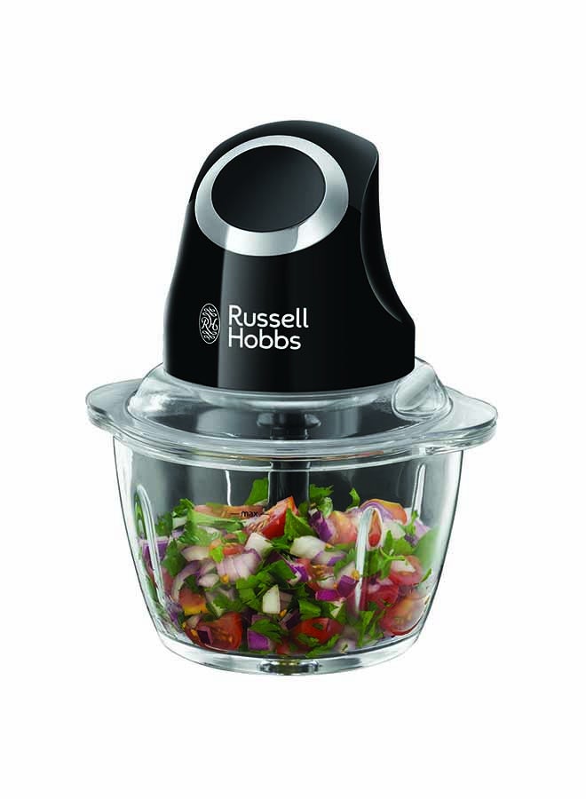 Russell Hobbs Desire Mini Chopper, One-Touch Operation, Dishwasher-Safe, Universal Steel Blades, 500ml Glass Bowl Included 200 W 24662 Black  - Image 1