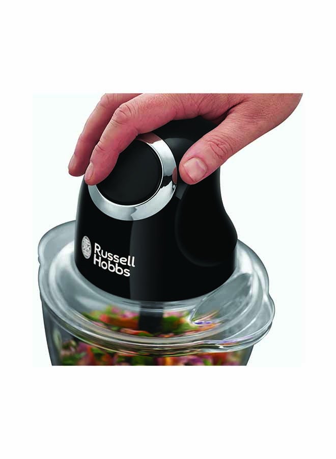 Russell Hobbs Desire Mini Chopper, One-Touch Operation, Dishwasher-Safe, Universal Steel Blades, 500ml Glass Bowl Included 200 W 24662 Black  - Image 2