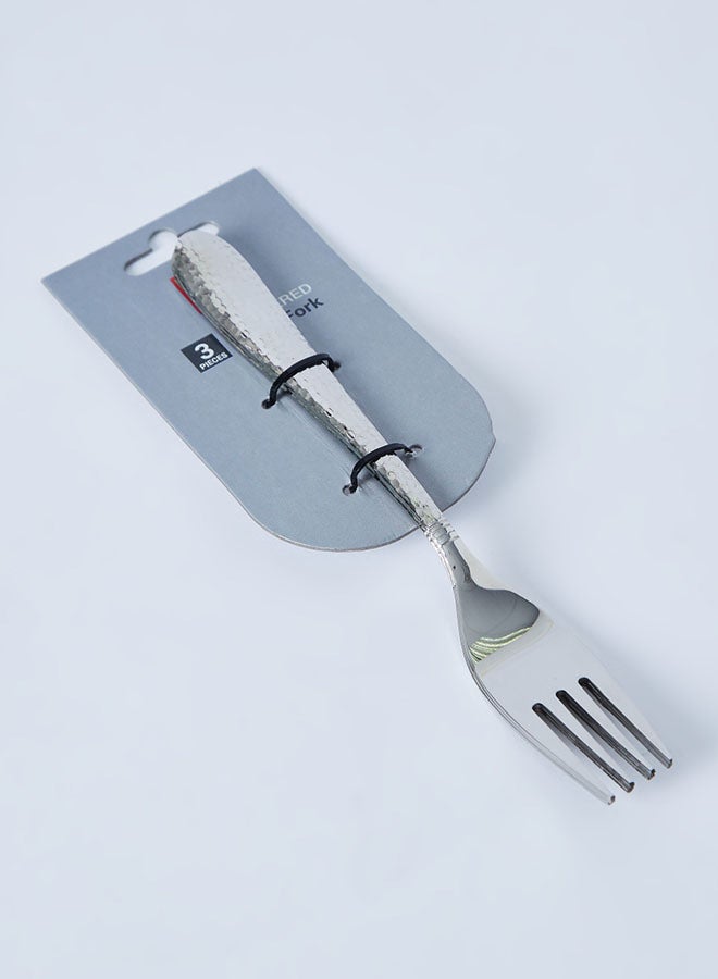 Home Box - 3-Piece Hammered Table Fork Set Silver 3x(21x1.75x3)cm - Image 1