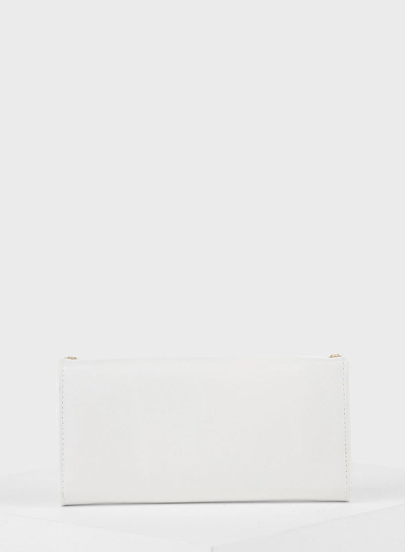 ديفاكتو Push Lock Flap Over Wallet White  - Image 2