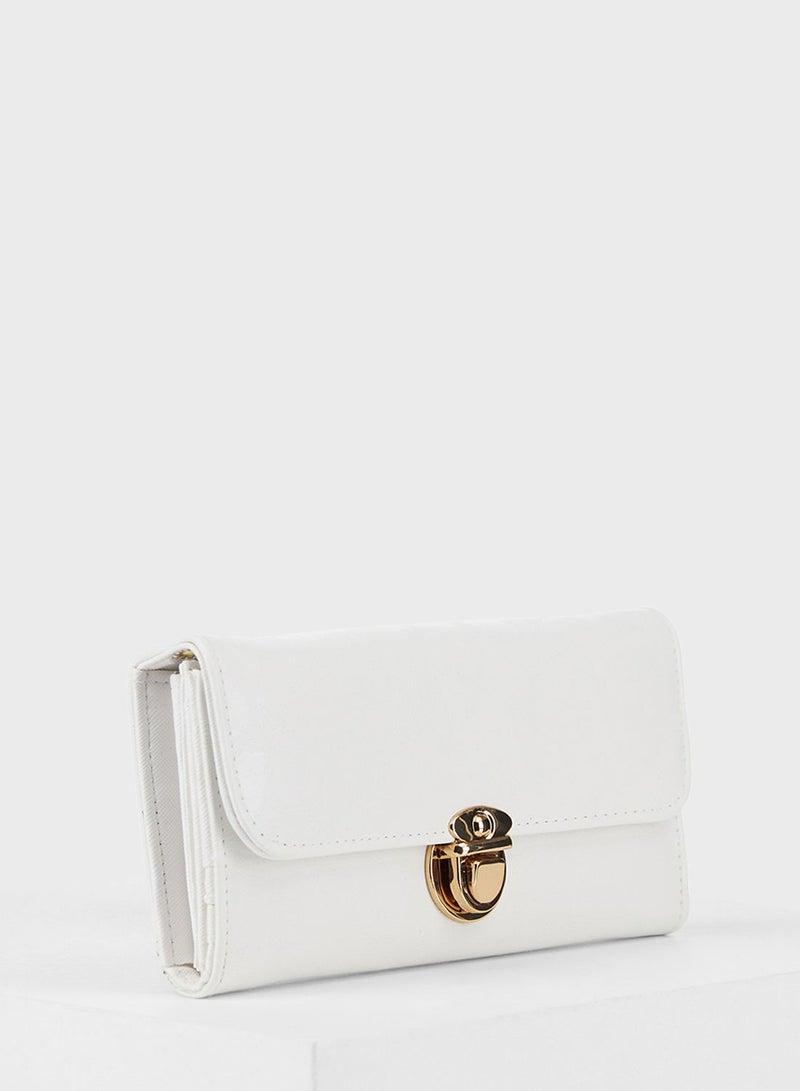 ديفاكتو Push Lock Flap Over Wallet White  - Image 3