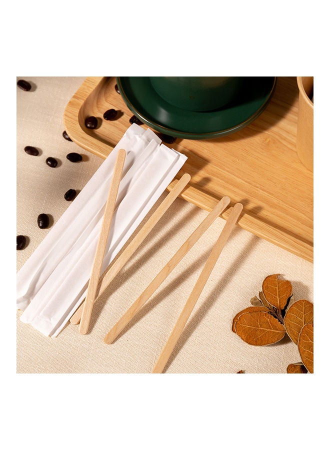 100-Piece Disposable Wood Coffee Stir Stick Beige 14cm  - Image 4
