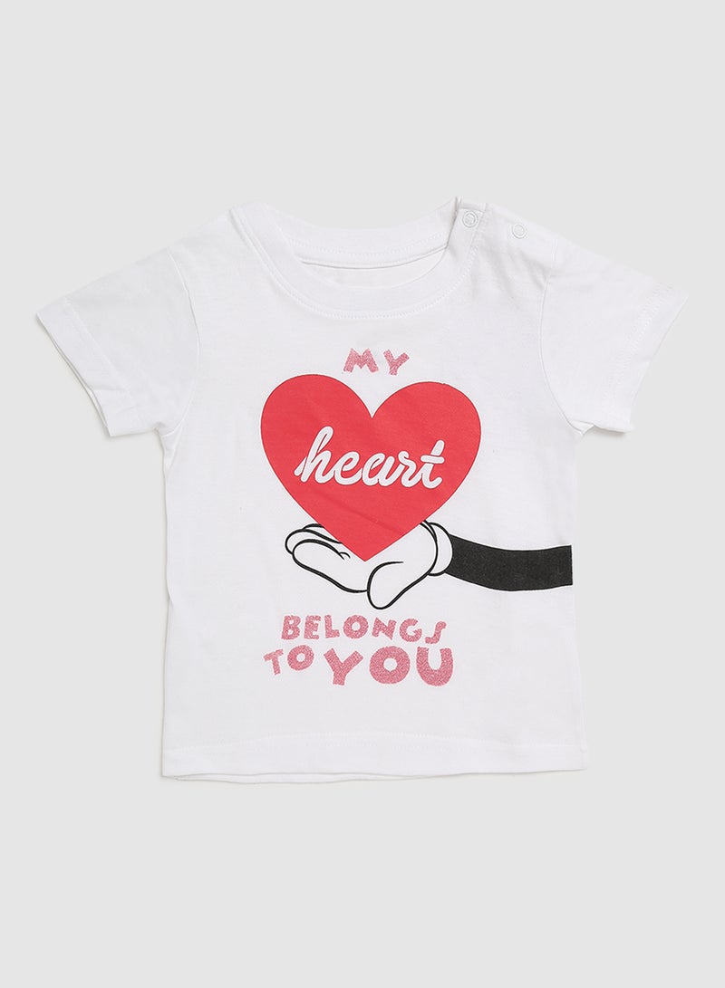 Zarafa Baby Girls Round Neck Short Sleeve T-Shirt White  - Image 1
