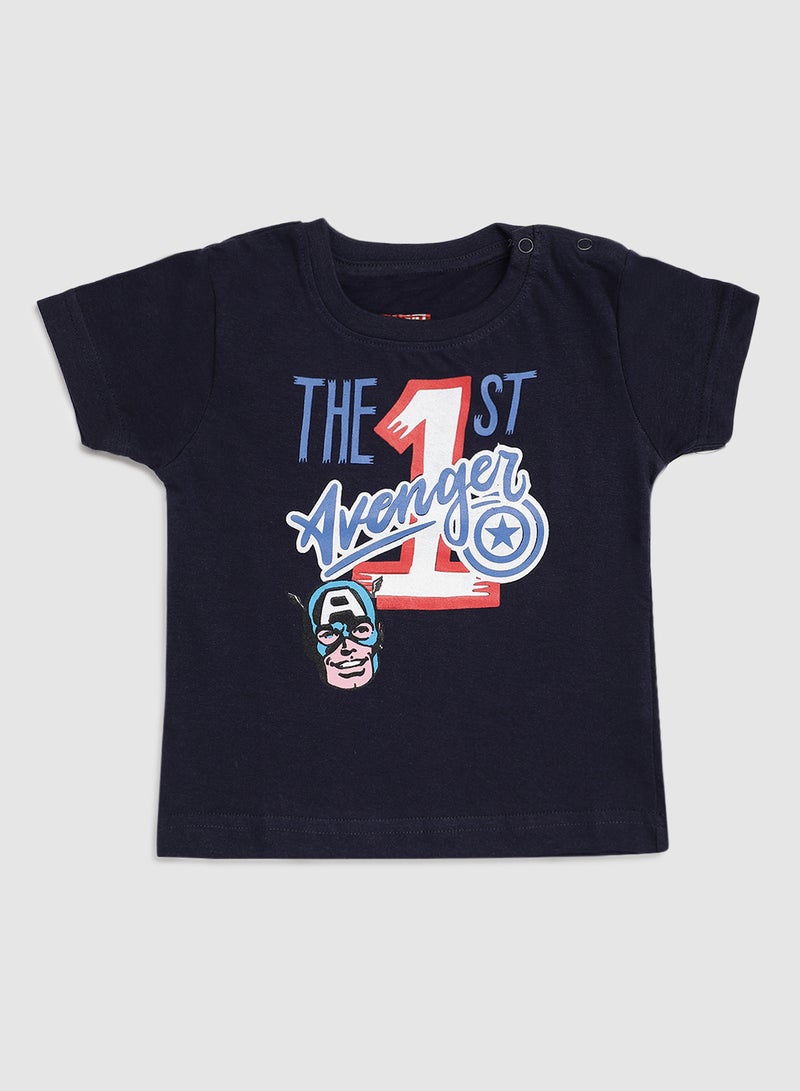 Zarafa Marvel Comics Printed T-Shirt Navy Blue  - Image 1