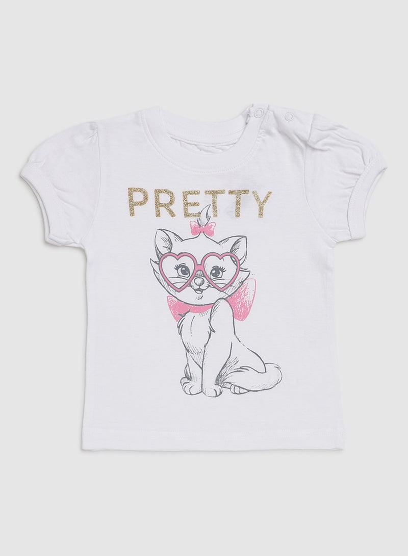 Zarafa Baby Girls Round Neck Short Sleeve Blouse White  - Image 1