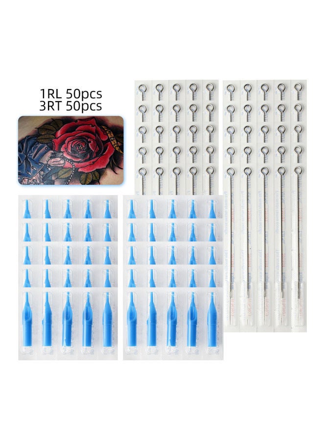 Generic 50-Piece Tattoo Needles And Cartridges Set Silver/Blue  - Image 2