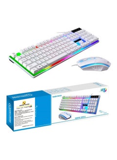 2-Piece Wired USB Polychromatic LED Lights Gaming Mouse With Mechanical Feel Backlit Keyboard Set