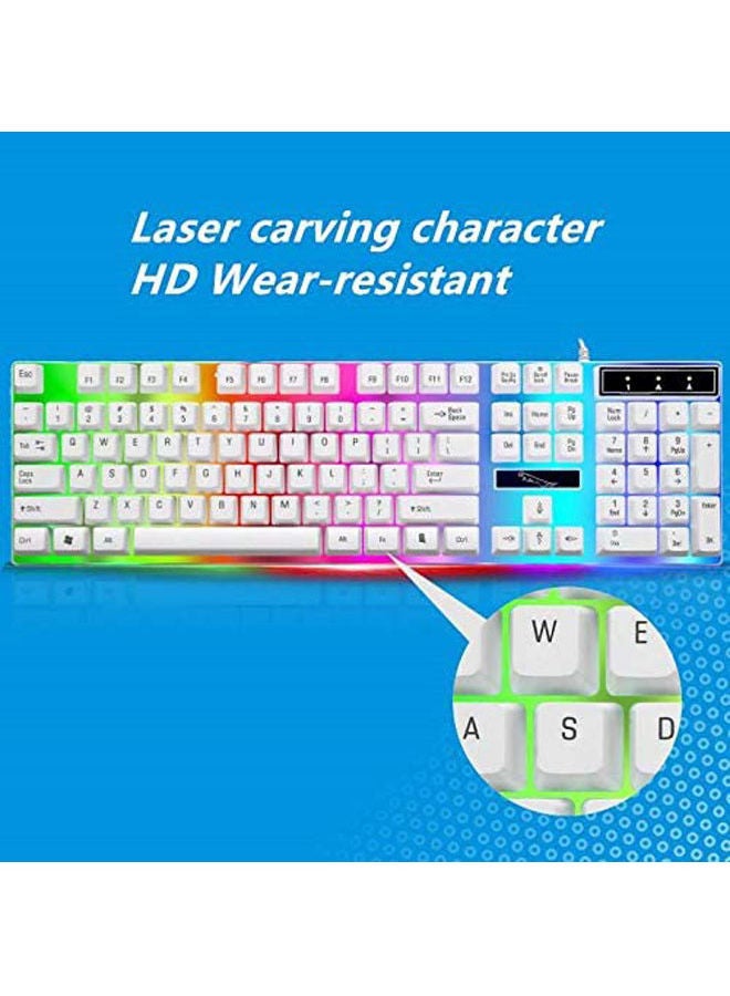 Rock Pow - 2-Piece Wired USB Polychromatic LED Lights Gaming Mouse With Mechanical Feel Backlit Keyboard Set - Image 1