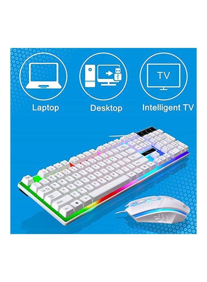 Rock Pow - 2-Piece Wired USB Polychromatic LED Lights Gaming Mouse With Mechanical Feel Backlit Keyboard Set - Image 1