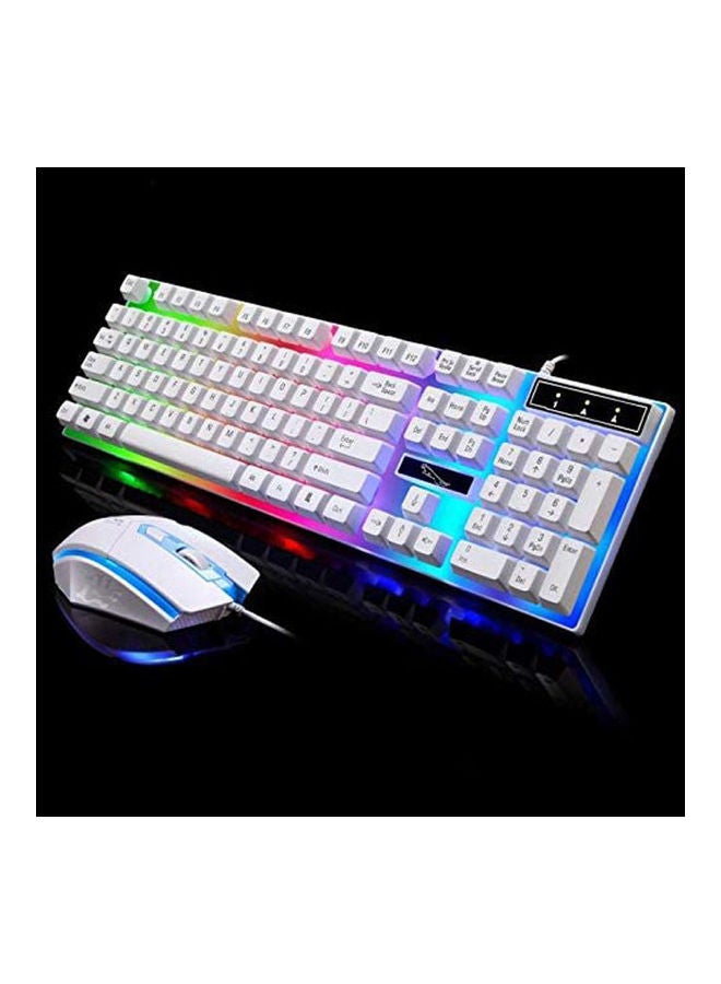 Rock Pow - 2-Piece Wired USB Polychromatic LED Lights Gaming Mouse With Mechanical Feel Backlit Keyboard Set - Image 1