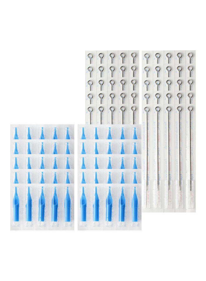 Generic 50-Piece Tattoo Needles And Cartridges Set Silver/Blue  - Image 1