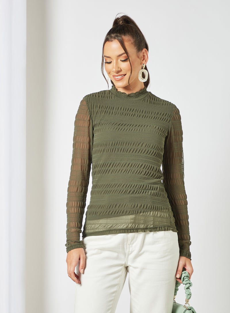 Jacqueline de Yong Sheer Sleeve Top Deep Depth  - Image 1