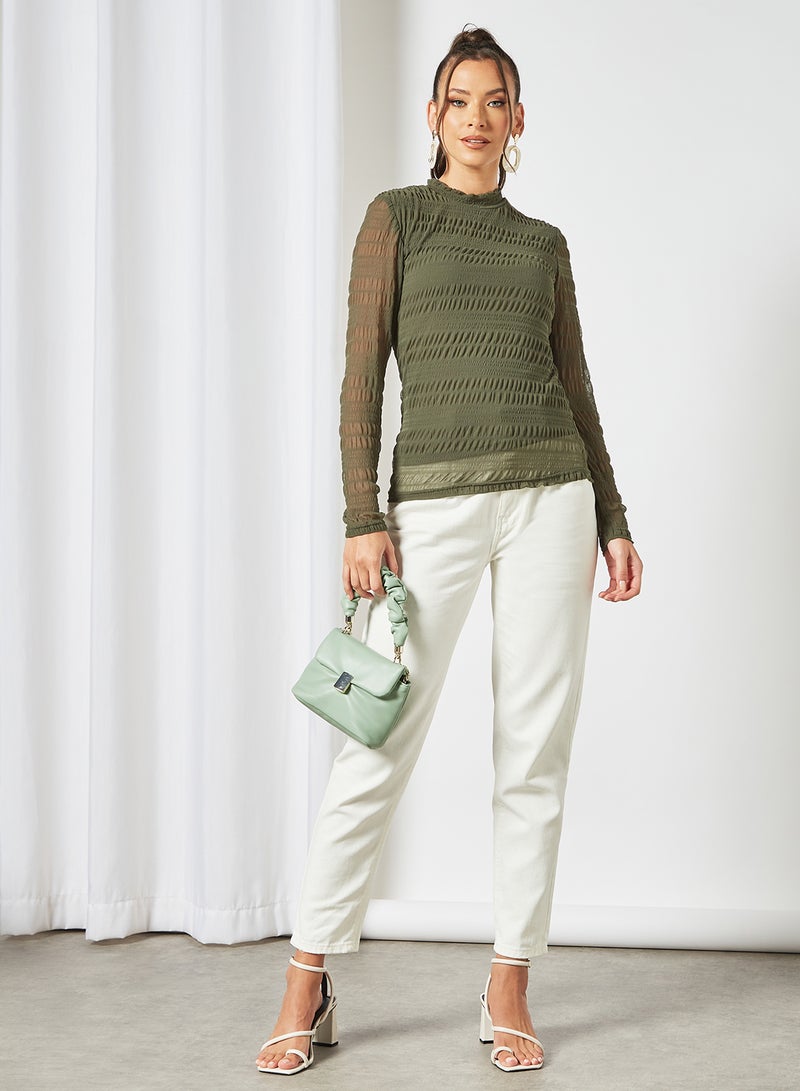 Jacqueline de Yong Sheer Sleeve Top Deep Depth  - Image 3
